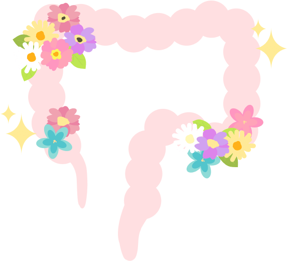 花が咲いてキラキラした腸の絵