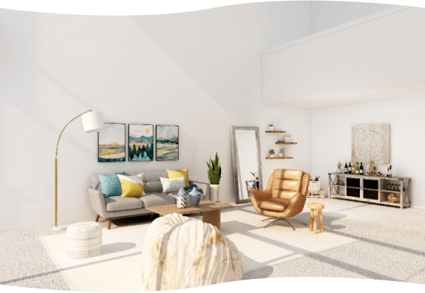 白を基調とした明るい部屋