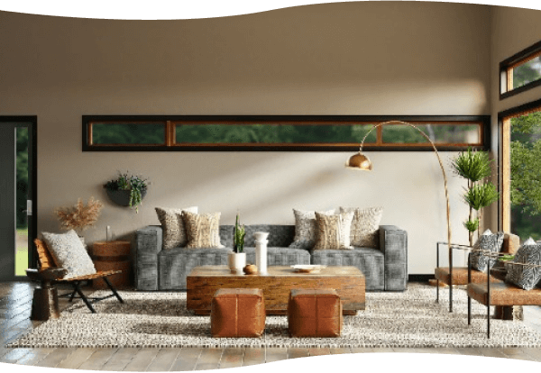 緑を基調とした落ち着いた部屋